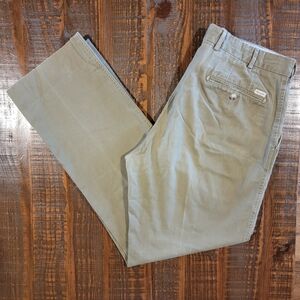 Vintage Faconnable Mens 36×32 Chino Pants 85%‎ Cotton 15% Wool Flat Front Olive